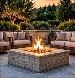 Natural stone fire feature application