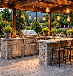 Natural stone outdoor kitchen application