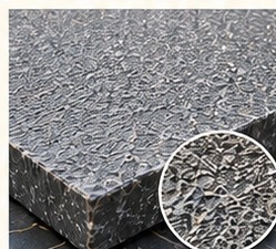 Flamed stone finish