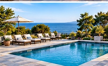 Natural stone pool surround inspiration