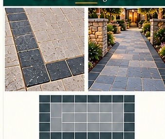 Border combination stone pattern examples and layout diagram