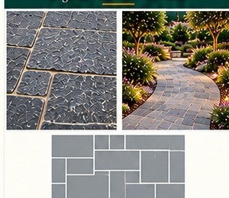 Random stone pattern examples and layout diagram