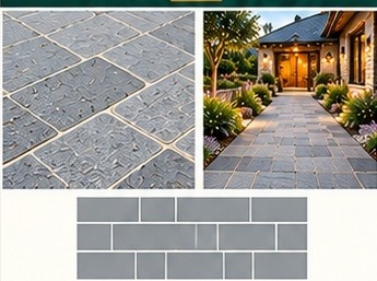 Running bond stone pattern examples and layout diagram