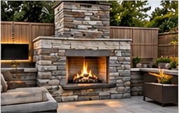 Outdoor kitchen and fireplace application