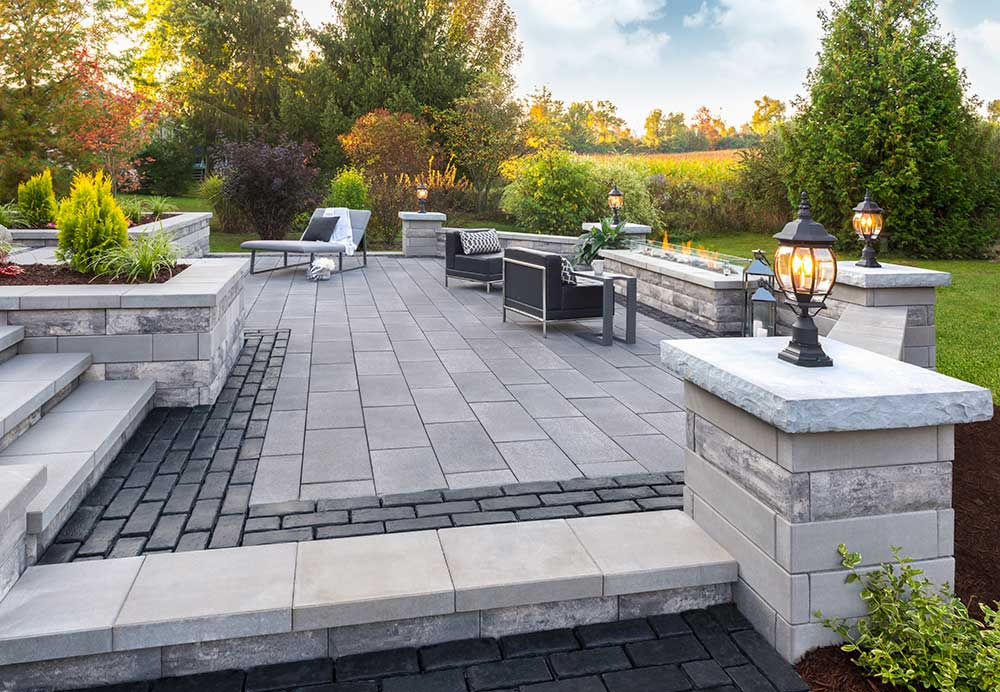 Natural stone outdoor living space