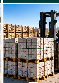 Palletized natural stone ready for distribution